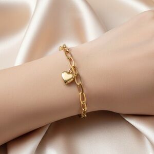 Stainless steel Gold Heart Charm Bracelet